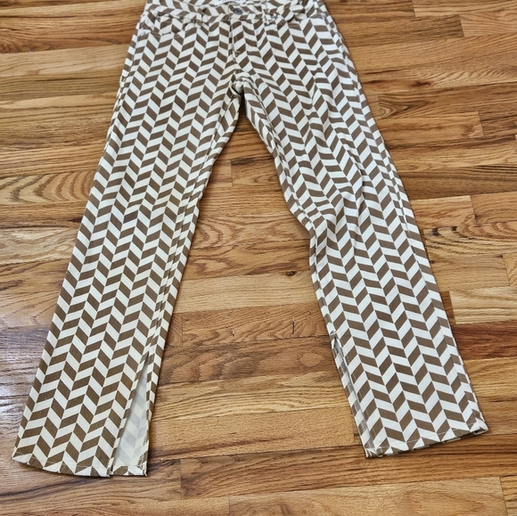 PacSun White and Brown Straight Leg Jeans with Geometric Pattern - Picture 4 of 14